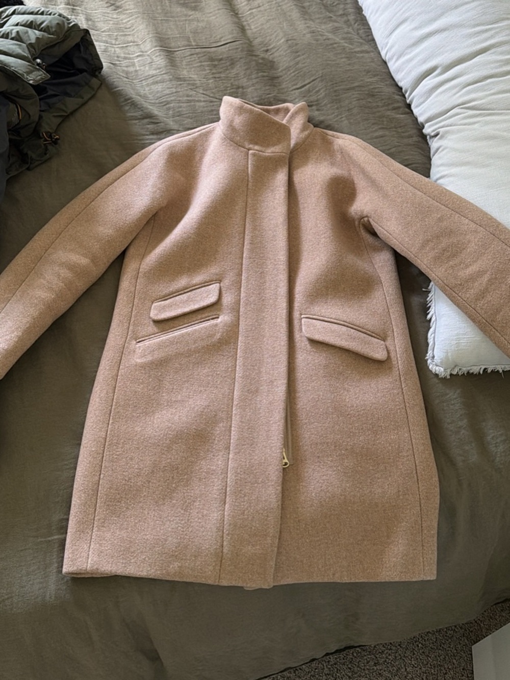 Womens Jcrew Camel Cocoon coat in Italian stadium-cloth wool blend